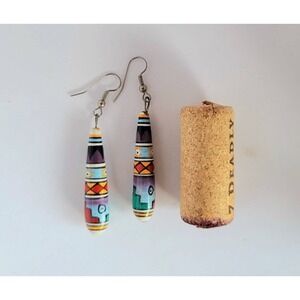 Boho Dangle Earrings Colorful Geometric Painted Drop Ethnic Tribal Style